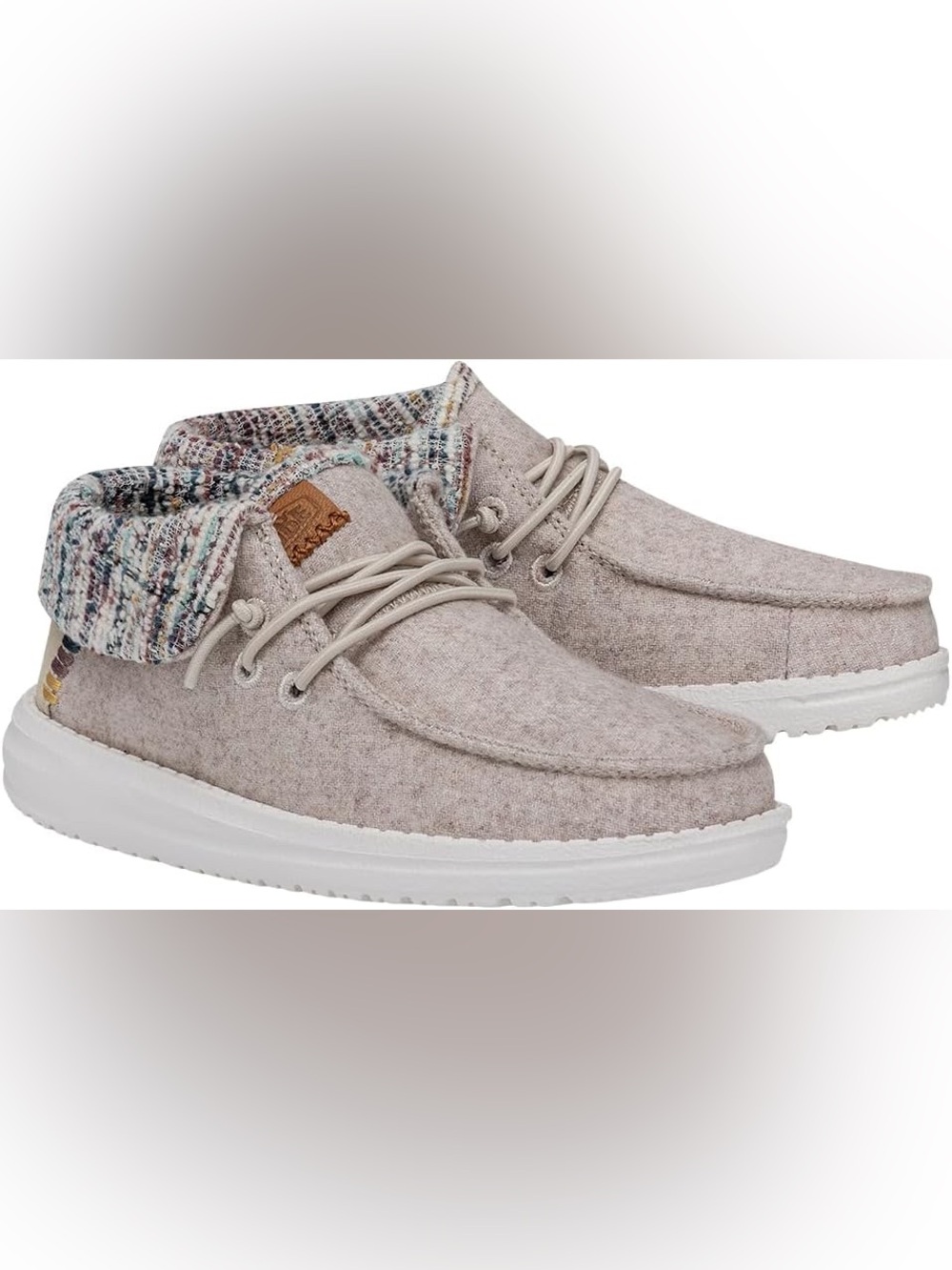 Heydude Kids Wendy Fold Wooly Twill Loafer In Cream/Multi Size 3